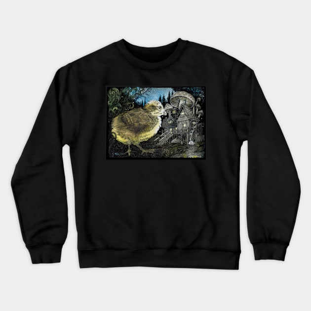 Baby Chicken and a Fairy house Crewneck Sweatshirt by SunnyDaysNH